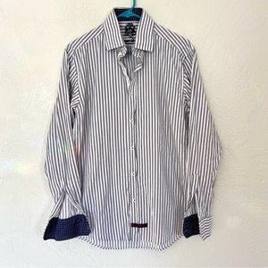 3/$25 English Laundry Striped White Navy Buttoned Shirt M